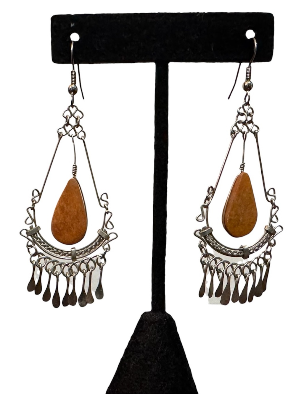 Peruvian Chandelier Teardrop Jasper Dangle Earrings